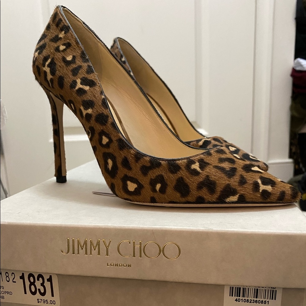 Jimmy Choo Natural Leopard Print Pony Pumps